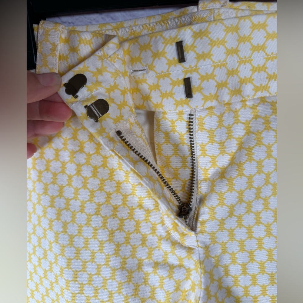 J. Crew Yellow White City Fit Stretch Cropped Pant Womens‎ size 6 - Picture 5 of 12